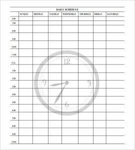 excel daily schedule template night