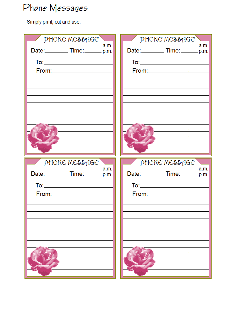 Printable Telephone Message Template