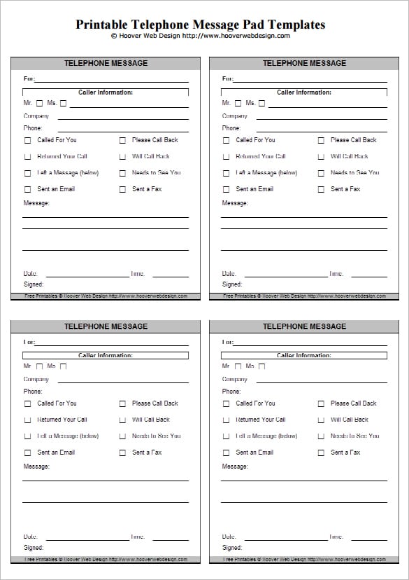 10 Telephone Message Templates Word Excel PDF Formats