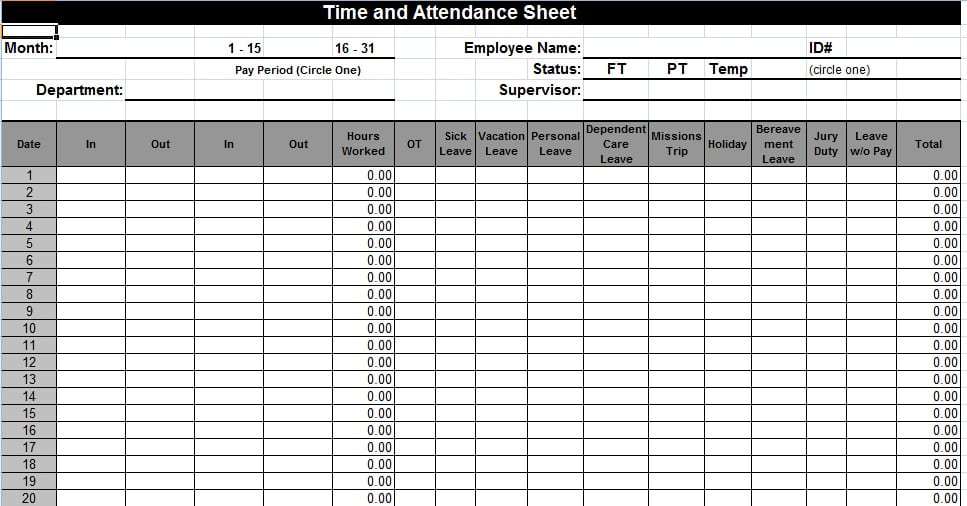 9+ Attendance sheet templates - Word Excel PDF Formats