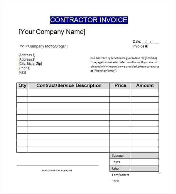 contractor invoice 5