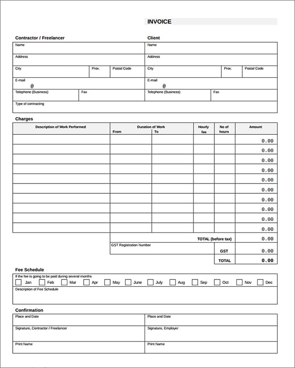 contractor invoice 7