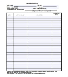 8+ Daily work log templates - Word Excel PDF Formats