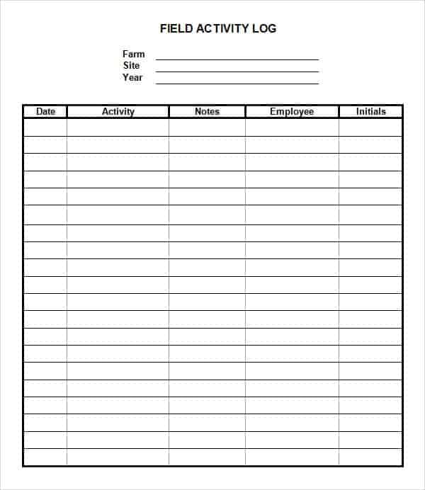 10  Daily activity log templates Word Excel PDF Formats
