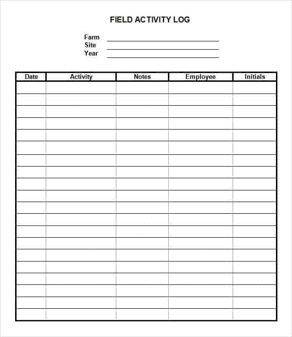 10 Daily Activity Log Templates Word Excel PDF Formats