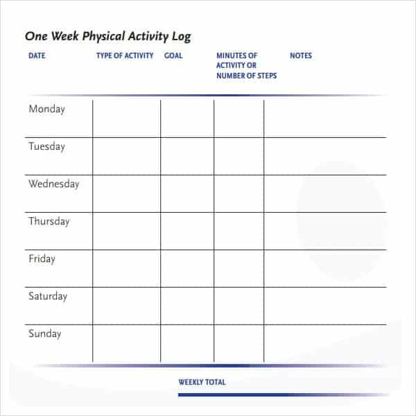 Printable Daily Activity Log Template