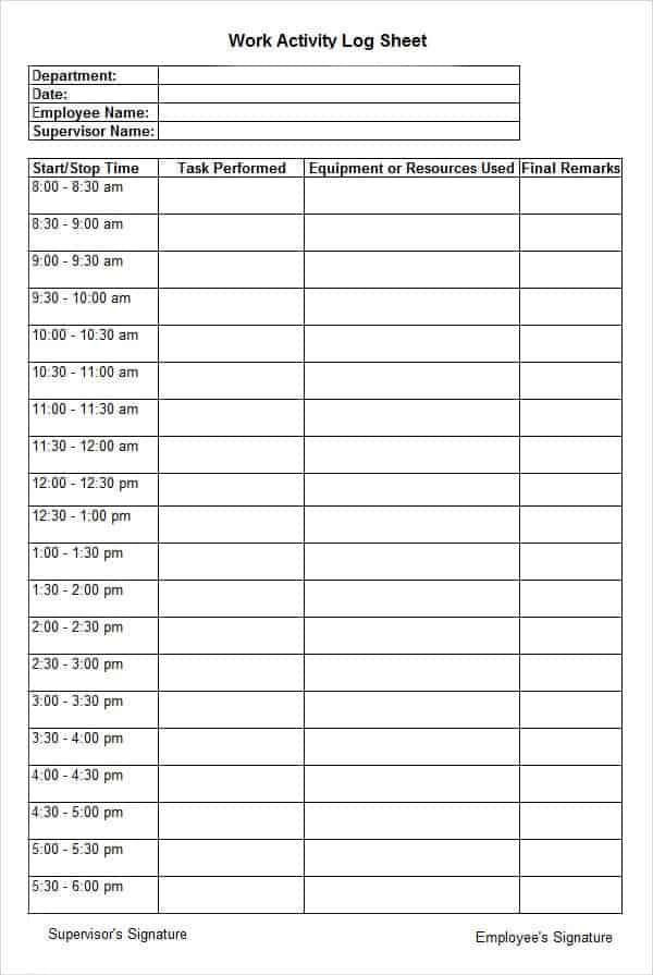 10 Daily Activity Log Templates Word Excel PDF Formats