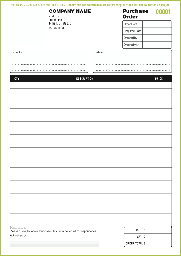 Editable Order Form Template Word