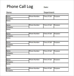 10+ Phone log Templates - Word Excel PDF Formats