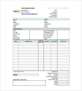 10+ Proforma invoice templates - Word Excel PDF Formats