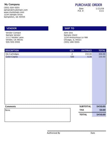 8+ Purchase order templates - Word Excel PDF Formats