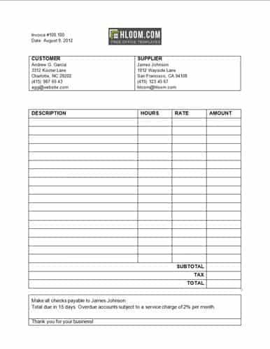 8+ Service Invoice Templates - Word Excel PDF Formats