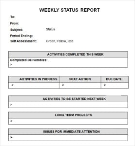 7+ Weekly status report templates - Word Excel PDF Formats