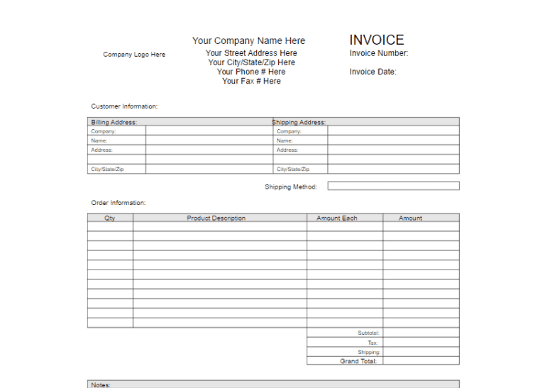 blank invoice template image 2 - Word Templates