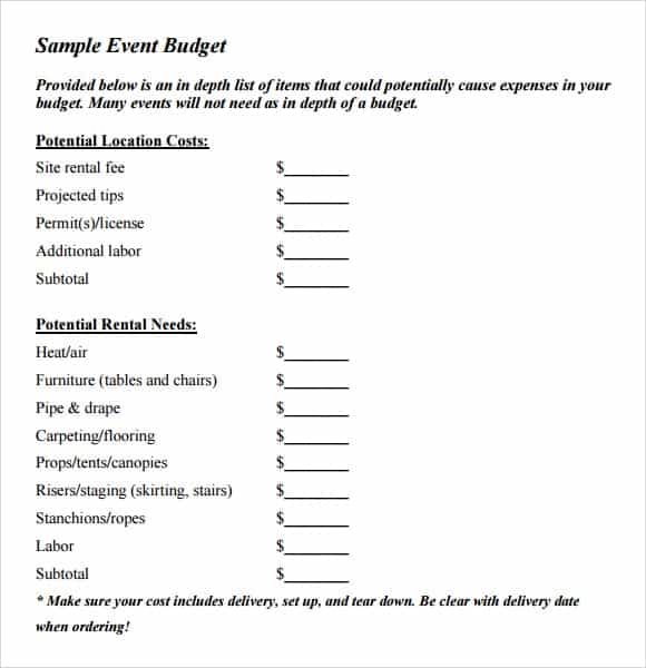 event budget template 2