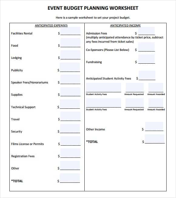 event budget template 3