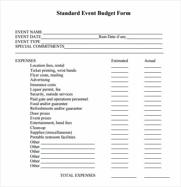 event budget template 4