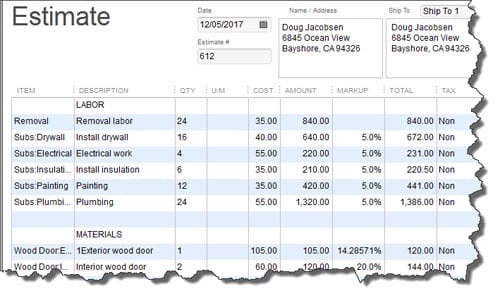 job estimate template 8