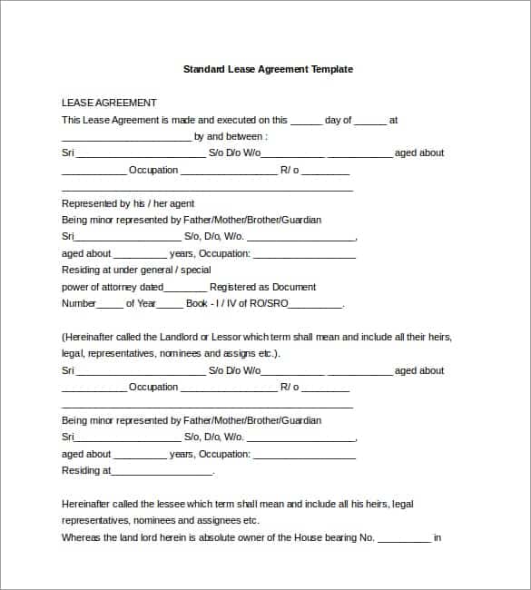 lease agreement template 1