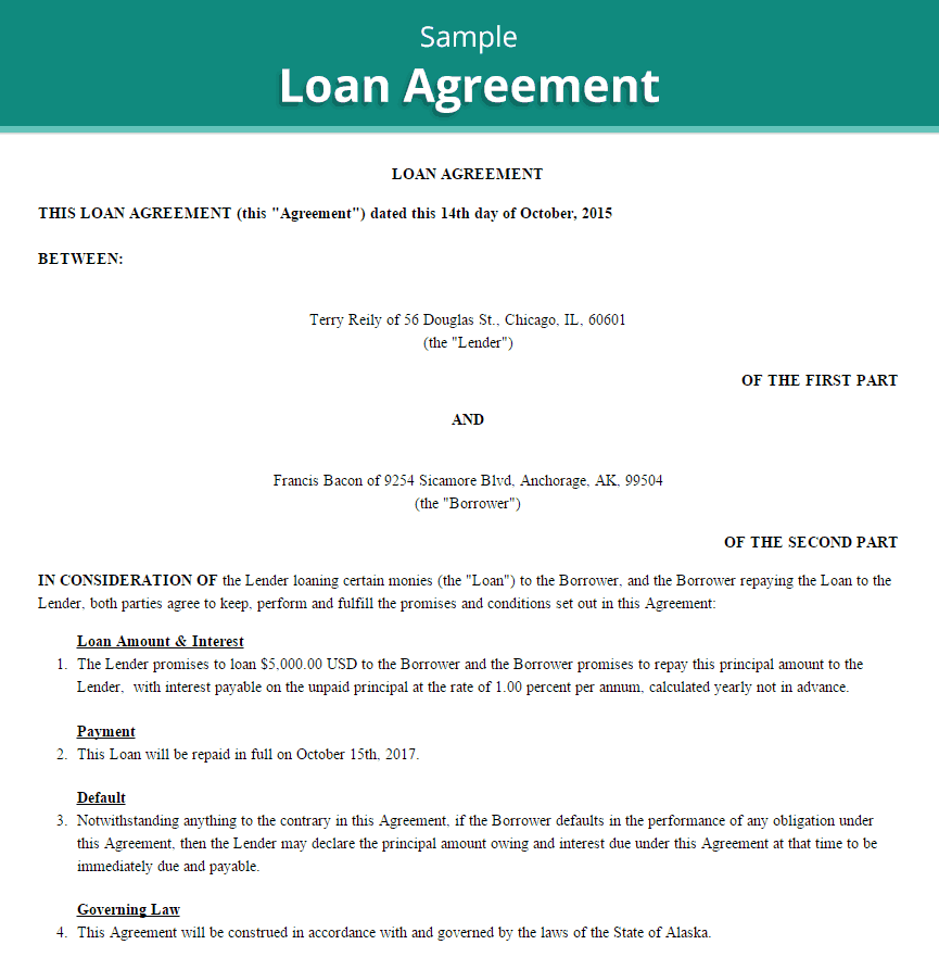 assignment of a loan agreement