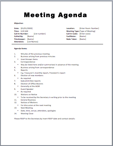 51 Free Meeting Agenda Templates Word Excel PDF Formats