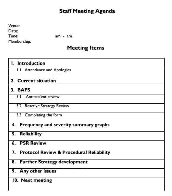 51 Free Meeting Agenda Templates Word Excel Pdf Formats