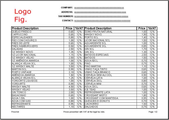 price list template 11