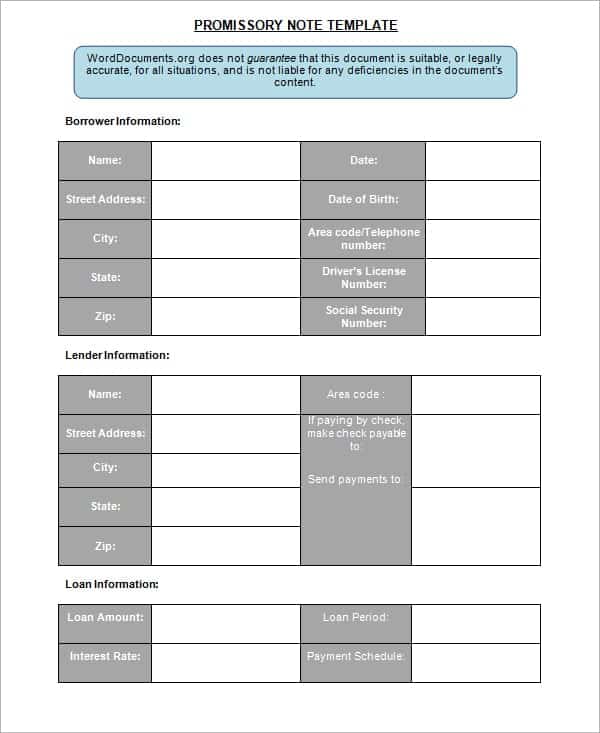 promissory note template 9