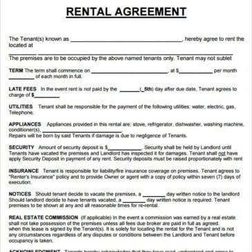 20+ Rental Agreement Templates