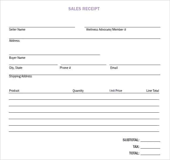 sales receipt template 2