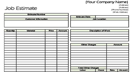 work estimate template 6