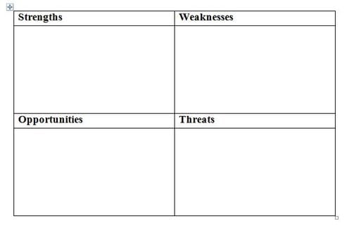 SWOT analysis template 541512