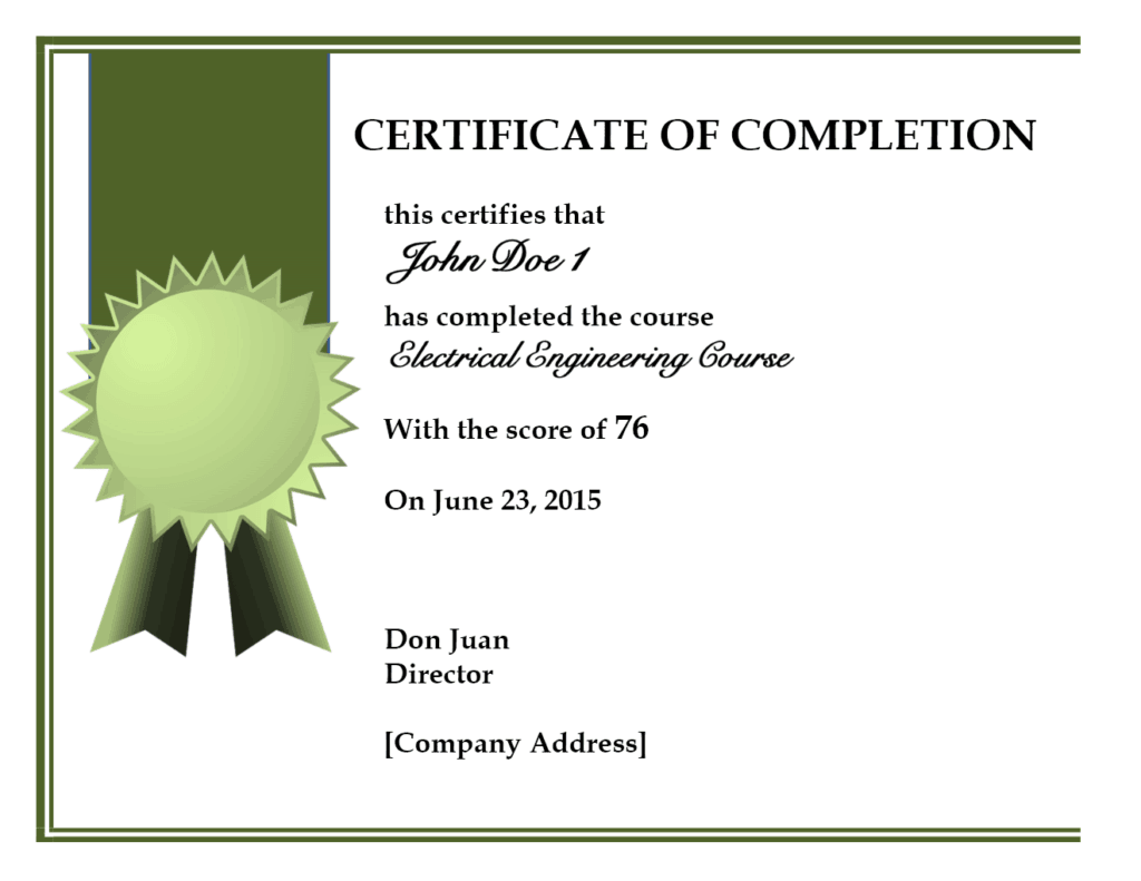 certificate of completion template 656541
