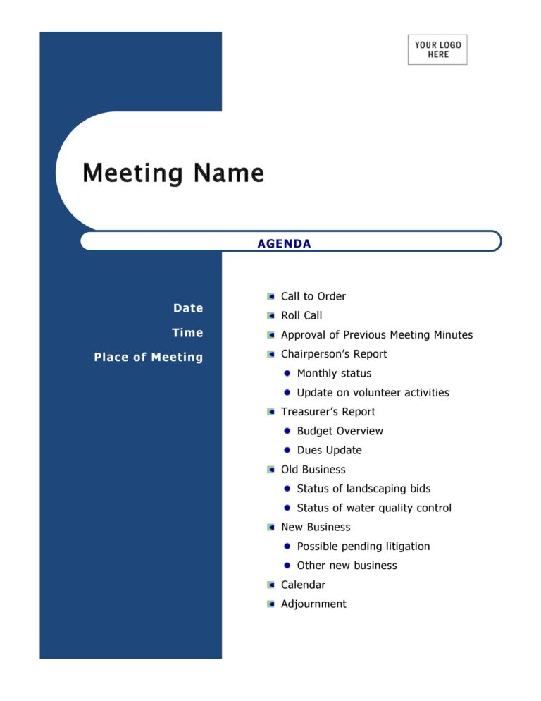 51  Free Meeting Agenda Templates Word Excel PDF Formats